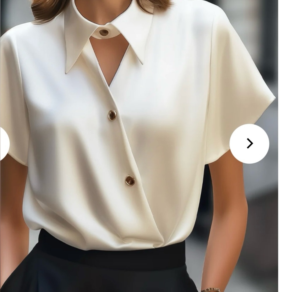 NWT Asymmetrical Elegant Cream Satin Women's Blouse